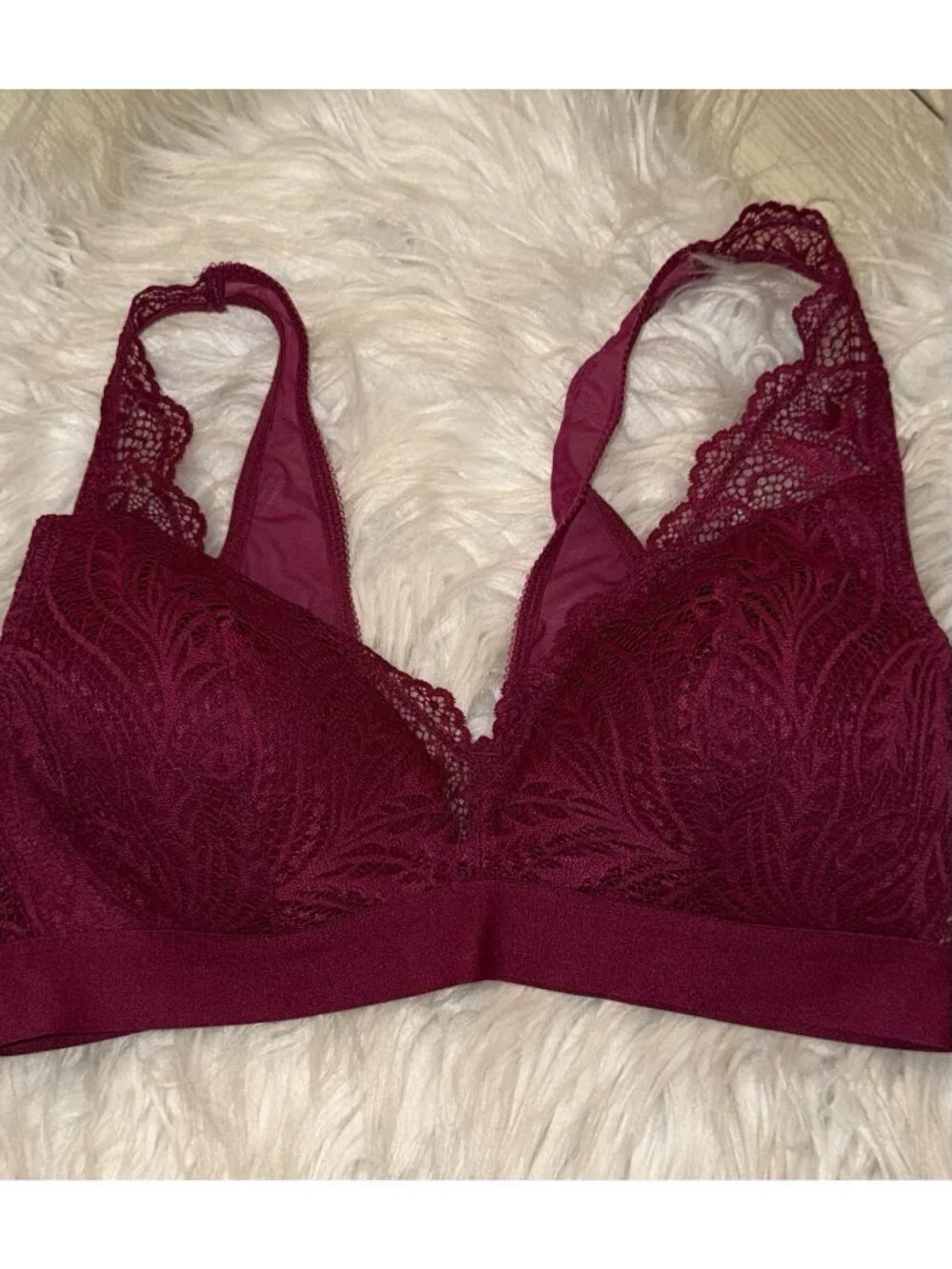 Bali DF6595 Comfort Revolution Scallop Lace Wire Free Bralette Bra S Small Berry